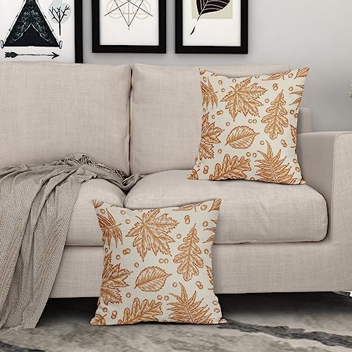 Fall Pillow Covers 20x20 Set of 2 Burnt Orange Maple Leaf Thanksgiving Decorative Pillowcases Outdoor Throw Cushion Case Sofa Couch Bed Decor - Image 3