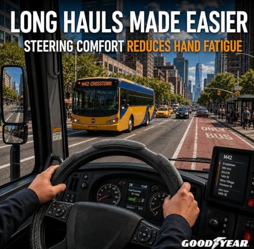 Goodyear 18" Semi Truck Steering Wheel Cover Non Slip Grip, Comfortable, Heavy-Duty Protection, Compatible with Freightliner, Bus, Trucks