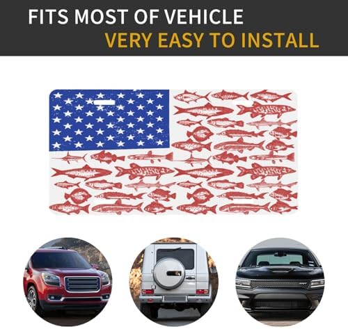 American Flag Fishing Front License Plate 6" * 12" for Women