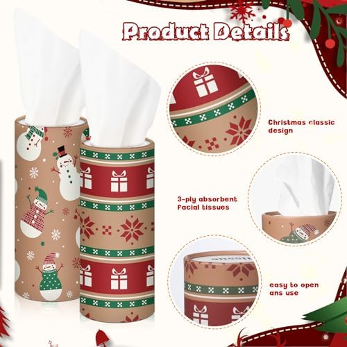Hushee 10 Pcs Christmas Car Tissue Cylinders with 500 Tissues (Snowflake) - Image 3