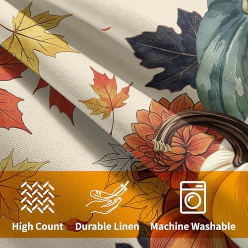 Fall Pumpkin Pillow Covers 16x16 Inch Set of 2, Autumn Blue Orange Throw Pillow Covers Harvest Thanksgiving Pillowcase, Maple Leaf Decorative Seasonal Cushion Case Couch for Indoor Outdoor Home Decor - Image 5