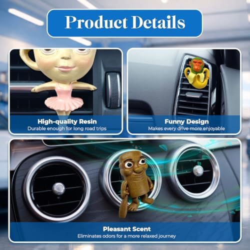 GENANY 3D Resin 3Pcs Meme Car Air Freshener Clip, Hand Painted Food Meme