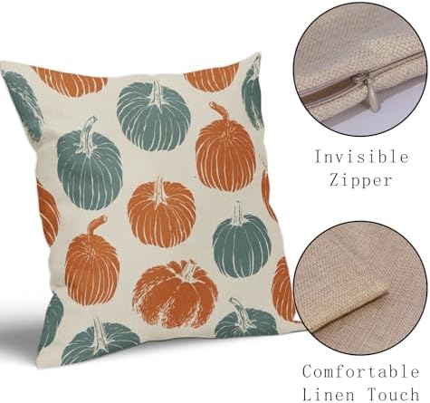 Light Blue Orange Pumpkin Fall Pillow Covers 20x20 Set of 2 Autumn Harvest Print Thanksgiving Decorative Throw Pillows Outdoor Farmhouse Cushion Case Seasonal Decor for Couch Sofa Bed - Image 4