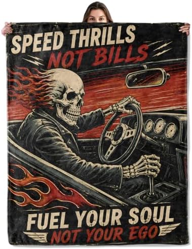Vintage Skeleton Hot Rod Driver Throw Blanket Gifts for Women Kids, 50x60in by Buttigiy