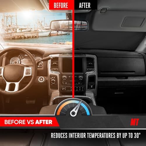 Motor Trend Custom Fit Dodge Ram 1500 Windshield Sun Shade - Fits All (2011-2018) Trims - Foldable Pop-Up Car Windshield Sunshade Dodge Ram 1500 Accessories - Automotive Ram Truck Interior Protection