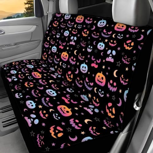 Pumpkin Car Rear Seat Covers,Auto Back Seat Protector Decoration Non-Slip Mat Flat Cloth Vehicles Rear Bench Cover for Women Men