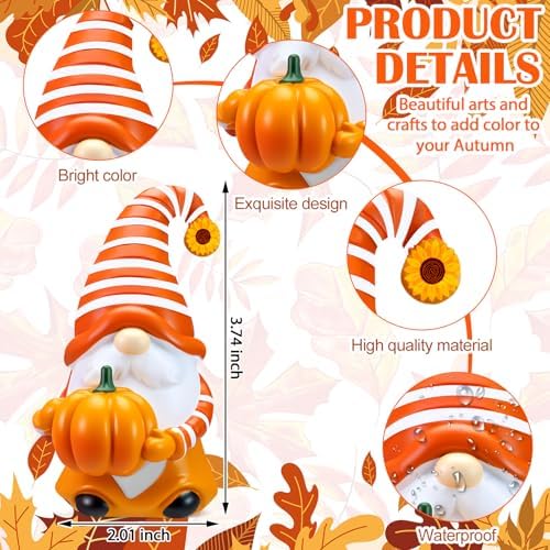 4 Pcs Resin Fall Gnome Figurines Decoration - Image 3