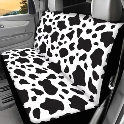 Car Rear Seat Covers Non-Slip Stretch Universal for Car Truck Van SUV, Cow Back Seats Cushion Protective Against Dirt & Pet Fur Womens Car Backseat Covers Decor