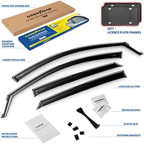 Goodyear Shatterproof in-Channel Window Deflectors for Hyundai Elantra 2021-2026, Rain Guards, Window Visors for Cars, Vent Deflector, Car Accessories, 4 pcs - GY003475