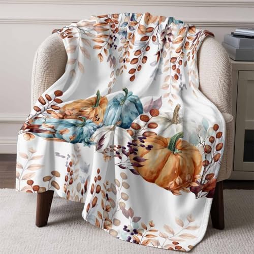 DecorLovee Orange Teal Brown Fall Blanket 50"x80", Reversible Vintage Thanksgiving Throw Blanket for Couch/Bed, Botanical Lightweight Soft Throw Blankets for Adult, Warm Fuzzy Blankets for Winter - Image 6