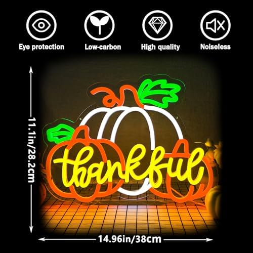 Thanksgiving Neon Sign Led Pumpkin Lights Dimmable Pumpkin Neon Light for Wall Decor Happy Thanksgiving Neon Sign for Wall Art Window Harvest Celebrate Party Holiday - Image 6