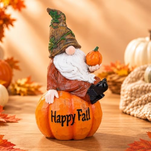 Topadorn 8 Inch Fall Gnome Pumpkin Figurine, Thanksgiving Harvest Decor by Topadorn