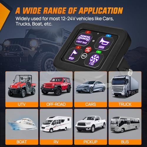 Nilight 4 Gang Switch Panel RGB 12V 24V Circuit Control Relay System