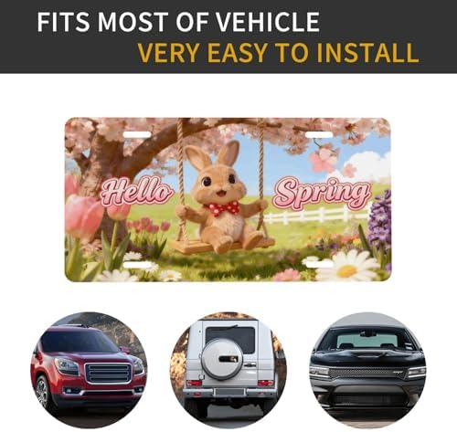 Bunny Flowers Front License Plate Car Decorative License Plates