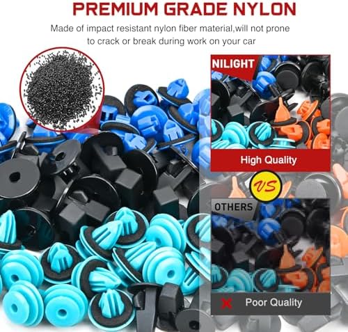 Nilight 181PCS Car Bumper Retainer Clips with Fastener Remover for Lexus Toyota 4Runner Tacoma RAV4 Scion 75495-35010 75397-35010 90189-06065 90189-06013 90189-06028 90467-07201，2 Years Warranty