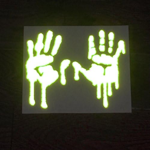 customTAYLOR33 High Intensity Grade Reflective Bloody/Dripping Hands Decals for Helmets, Windscreens, Rear Windows, Bumper Stickers (5 inches Height, Lime Green)