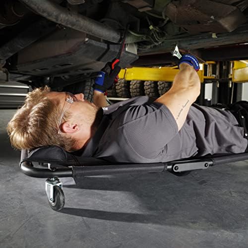 WORKPRO 40-Inch Foldable Automotive Creeper, Heavy Duty Rolling Garage Mechanic Creeper, Padded Headrest, 4 Swivel Wheels, 350 lbs Capacity Car Creeper for Repair & Maintenance - Image 2