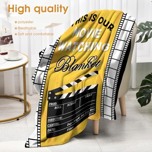 Movie Clapboard Throw Blanket, Movie Watching Theater Home Cinema Decor Gifts Ideas for Women Men Movie Lover Adult Boy Girl Actor Director Acting Gift 60"x80" - Image 4