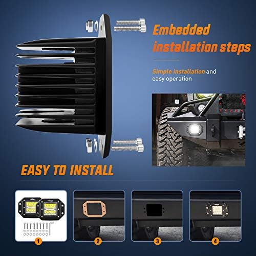 Nilight 2PCS 42W Flush Mount LED Backup & Reverse Lights 4.8“ X 3.6"