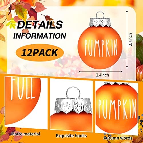 Thinkday 12 Pcs Fall Thanksgiving Ornaments for Tree, Rustic - Image 3