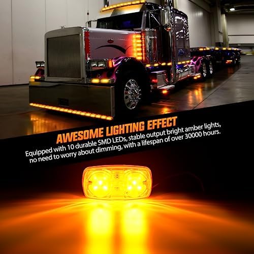 Nilight Double Bullseye Marker Light 5PCS Amber 10LED Rectangular