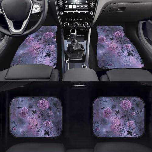 Witch Carpet Vehicle Floor Mats for All Saints'Day Gothic All Weather 4 Piece Fit Floor Mat Spooky Silhouette Interior Accessories Anti Slip Mats for Row