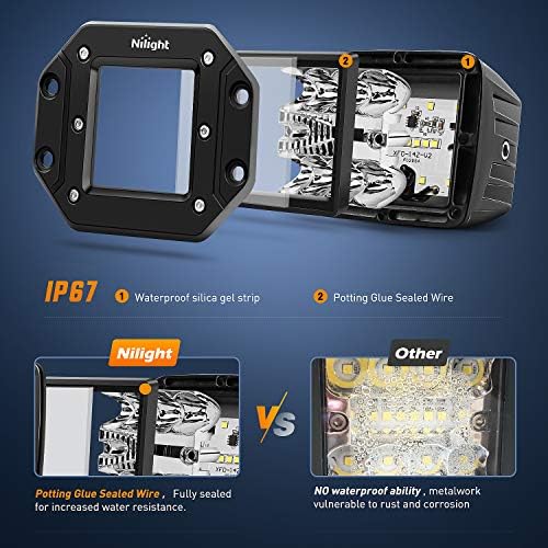 Nilight 2PCS 42W Flush Mount LED Backup & Reverse Lights 4.8“ X 3.6"