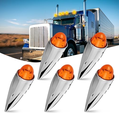 Nilight Cab Roof Marker Light 5 PCS 18 LED Amber Torpedo Top Clearance Lamp