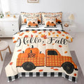 Erosebridal Plaid Pumpkin Truck Queen Comforter Set 7 Piece Fall Thanksgiving Harvest Bed in A Bag,Buffalo Check Maple Leaves Bedding Set for Kids Adults Farmhouse Autumn Sheet Set with Comforter by Erosebridal