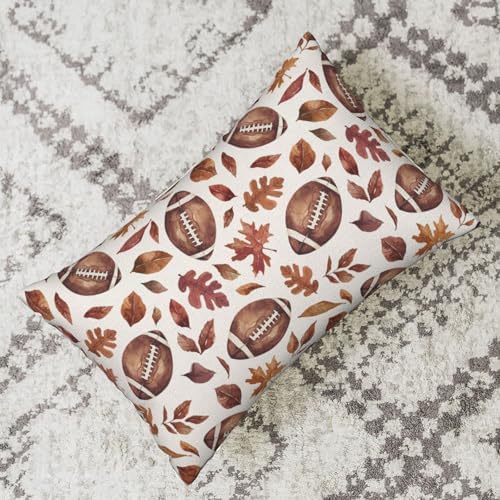 Fall Pillow Covers 12x20 Set of 2 Orange Maple Leaf Football Pillow Cases Autumn Thanksgiving Outdoor Fall Decoration Throw Pillows Linen Farmhouse Lumbar Cushion Covers for Couch Home Decor - Image 5
