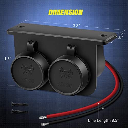 Nilight Dual Car Cigarette Lighter Socket DC 12V Waterproof Power Outlet