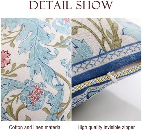 patdrea Designer Vintage Blue Throw Pillow Cover,18"x18" - Image 4