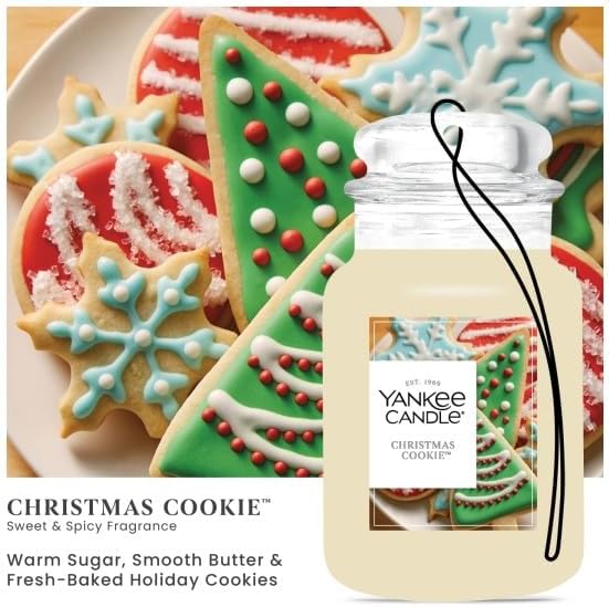 Yankee Candle Classic Paper Car Jar Air Freshener, Hanging Car Freshener, Long Lasting Odor Neutralizing Car Fragrance, Christmas Cookie (Pack of 10)