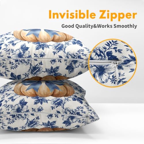 Fall Pumpkin Pillow Covers 20x20 Set of 2 Porcelain Highly Absorbent - Image 5
