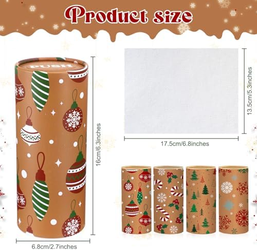 Hushee 4 Pcs Christmas Car Tissue Cylinders with 200 Tissues(Vintage Xmas) - Image 2