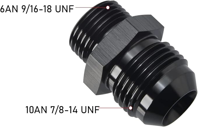 10AN Male Flare to 6AN ORB O-ring Boss Fuel Pump Rail Adapter Fitting Aluminum - Image 2