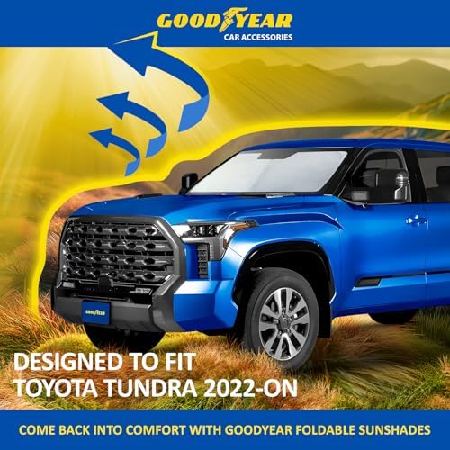 Goodyear Foldable Windshield Sunshade for Toyota Tundra 2022-2026, Truck car Accessories, Sunshade Cover, Sun Shade Car Windshield, Window Sun Blocker - GY008292