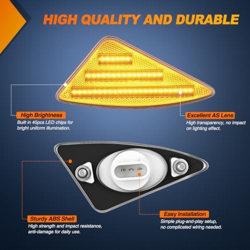 Nilight Fender Side Marker Lights 2PCS for 2008-2021 Kenworth T660 T170
