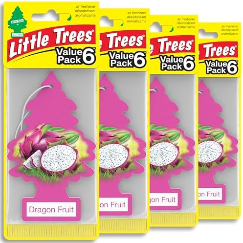 LITTLE TREES Car Air Freshener, 4 Count (Pack of 6), Dragon Fruit
