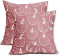 Pink Fall Pumpkin Pillow Covers 24x24 Set of 2 Autumn Themed Thanksgiving Cream Print Decorative Throw Pillows Outdoor Pillowcase Farmhouse Linen Cushion Case Decor for Home Sofa Couch Bed by Aytipun