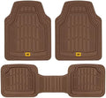 Cat® ToughRide Heavy-Duty 3 Piece Rubber All Season Floor Mats for Car Truck Van SUV, Brown - Premium Trim to Fit Car Floor Mat, All Weather Deep Dish Automotive Floor Mats, Total Dirt Protection