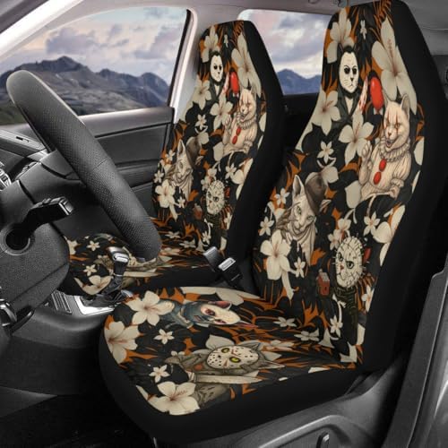 GENANY Horror Character Collage Car Seat Covers, 2-Piece Front Seat Set