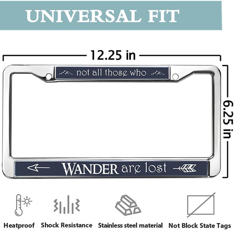 Not All Those who Wander are Lost Personalized Gift Licence Plate Frame Christian Motivational Quotes Metal Chrome Auto License Plate Frame Cover