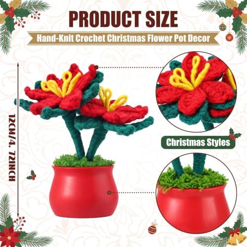 Suncalla 10 Pcs Red Lily Crochet Flowers Pot Bulk Bouquet Thank You Gifts - Image 2