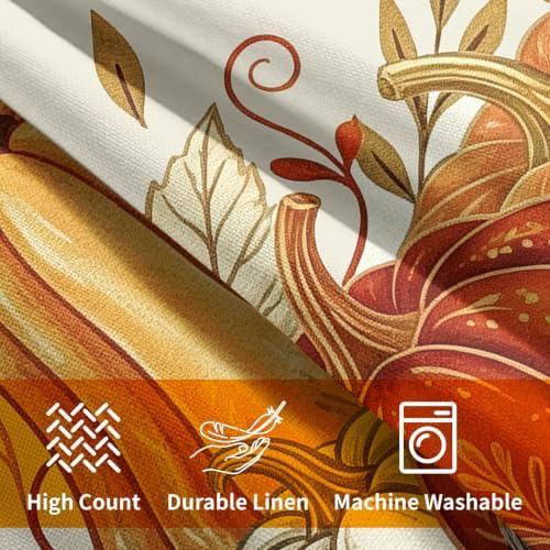 Fall Pumpkin Pillow Covers 24x24 Set of 2 Vintage Burnt Orange Maple Leaves Outdoor Throw Pillows Covers Autumn Thanksgiving Cream Farmhouse Decorative Farmhouse Cushion Case for Room Couch Sofa - Image 6