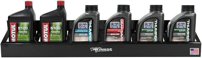 Pit Posse 304BK Six Quart Oil Can Rack Holder 32" Caddy Wall Hanger Aluminum by PITPOSSEMOTORSPORTS