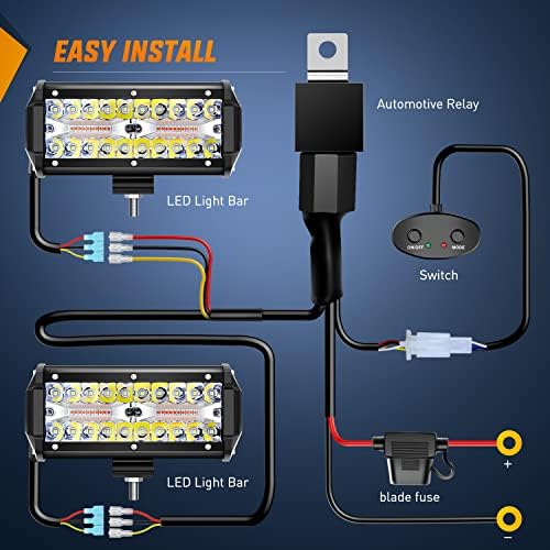 Nilight 6.5inch Amber White Strobe 6 Modes 120W LED Pod Light