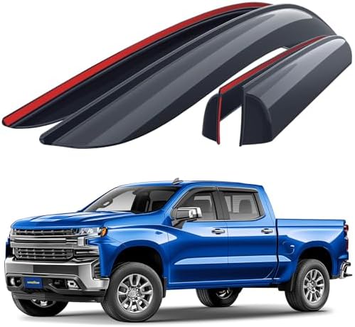 Goodyear Shatterproof Window Deflectors for Trucks Chevrolet (Chevy) Silverado/GMC Sierra 1500 2019-2026 Crew Cab, Tape-on Rain Guards, Vent Deflector, Vent Visor, Truck Accessories, 4pcs - GY008941