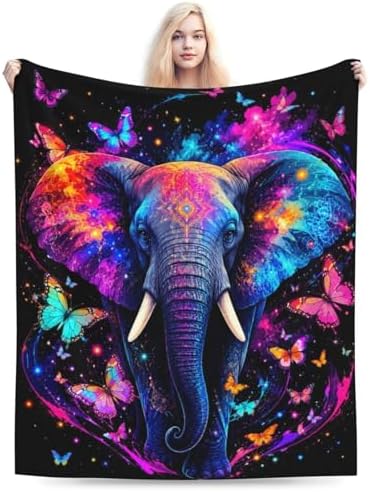 Colorful Elephant Blanket for Women, Gifts for Girls, Galaxy Blankets for Kids, Soft Cozy Lightweight Throw for Bed Sofa Home Travel Room Decor, 50x60 Inch by Unknown