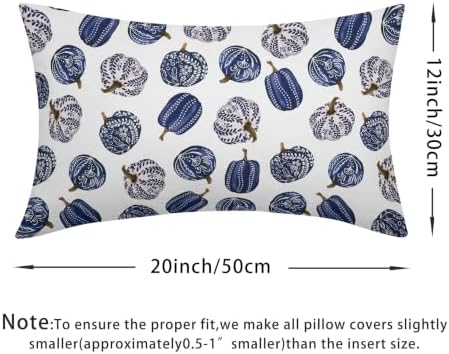 Fall Chinoiserie Pumpkin Throw Pillow Covers 12x20 Set of 2 Autumn Blue White Porcelain Thanksgiving Pillow Covers Autumn Pillowcase for Kitchen Sofa Cushion Outdoor Bedroom Decoration - Image 4